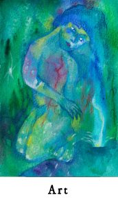 A mysterious figure in a watery world