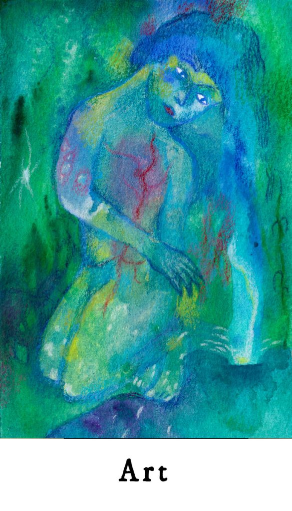 A mysterious figure in a watery world