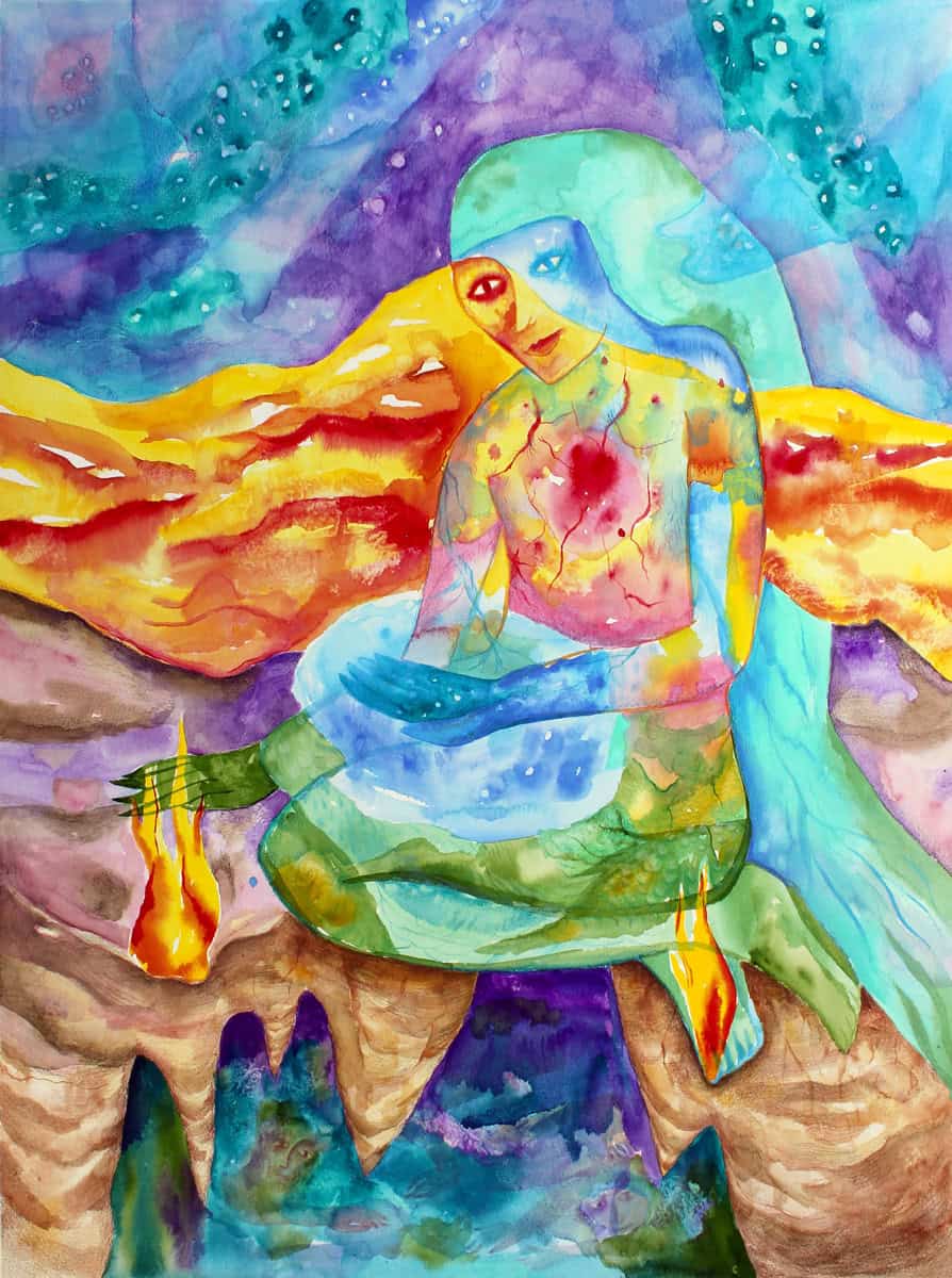 Carina Nebula, a work of art featuring a figure holding the stars